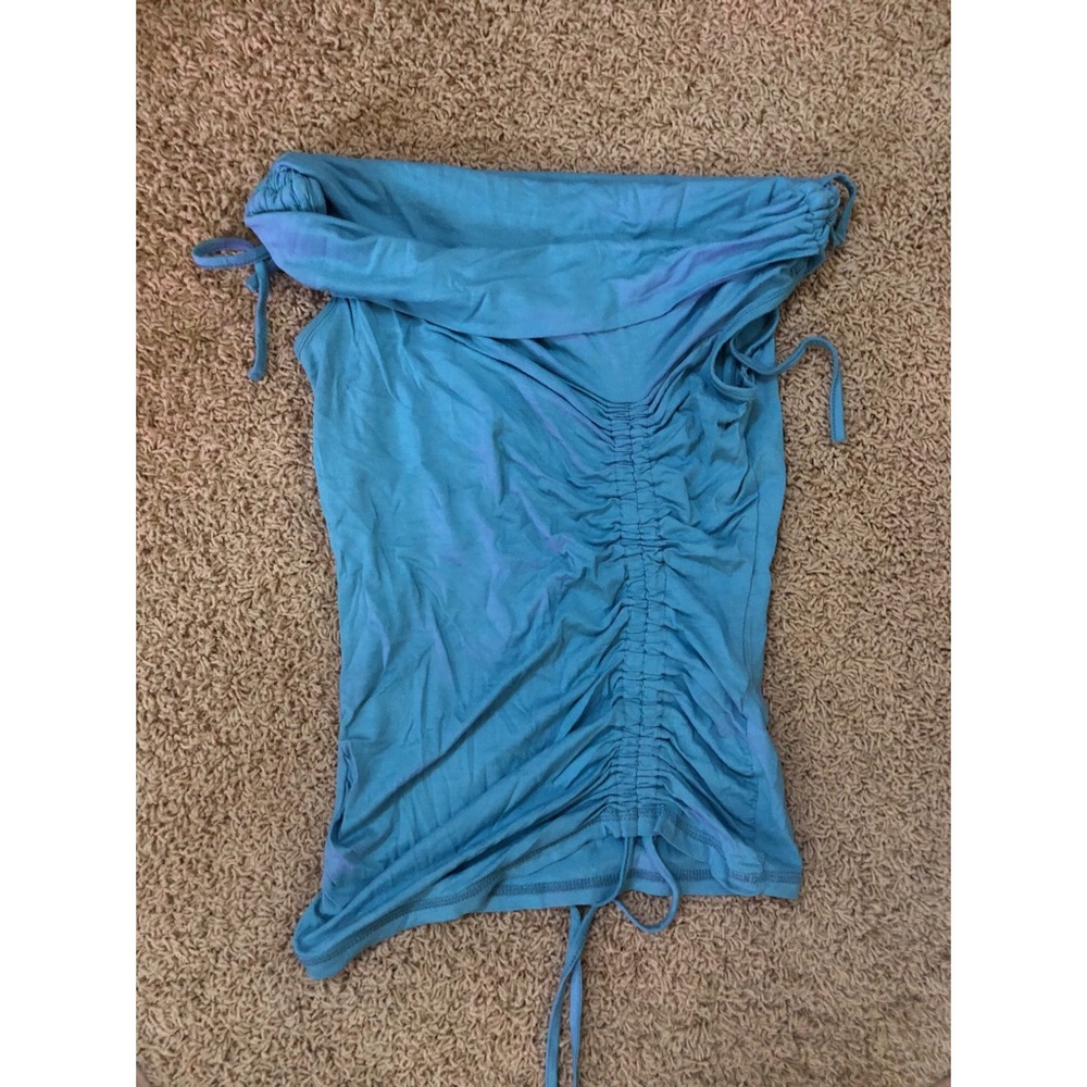 Bebe Blue Ruched adjustable top SZ XS